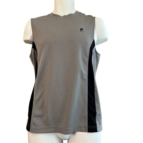 Fila Sports Shirt Men's Small Gray Tank Top Black Stripes on Sides - Picture 1 of 4